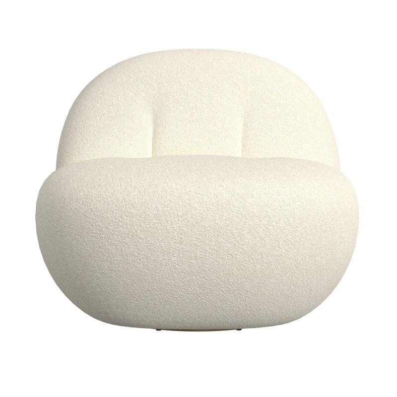 Armless Swivel Chair White Faux Shearling - HomePop: Upholstered Accent, Metal & Wood Frame, 300 lbs Capacity