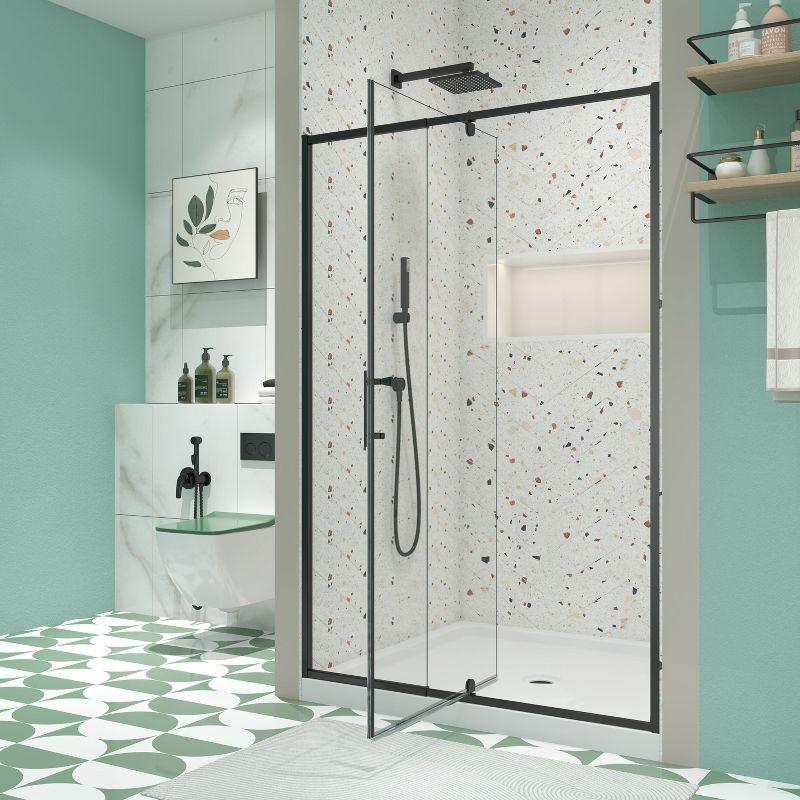 NicBex Shower Door 44-48" Wx71"H Piovt Swing Glass Shower Door with 1/4" (6mm) Clear SGCC Tempered Glass with Reversible Installation, Matte Black