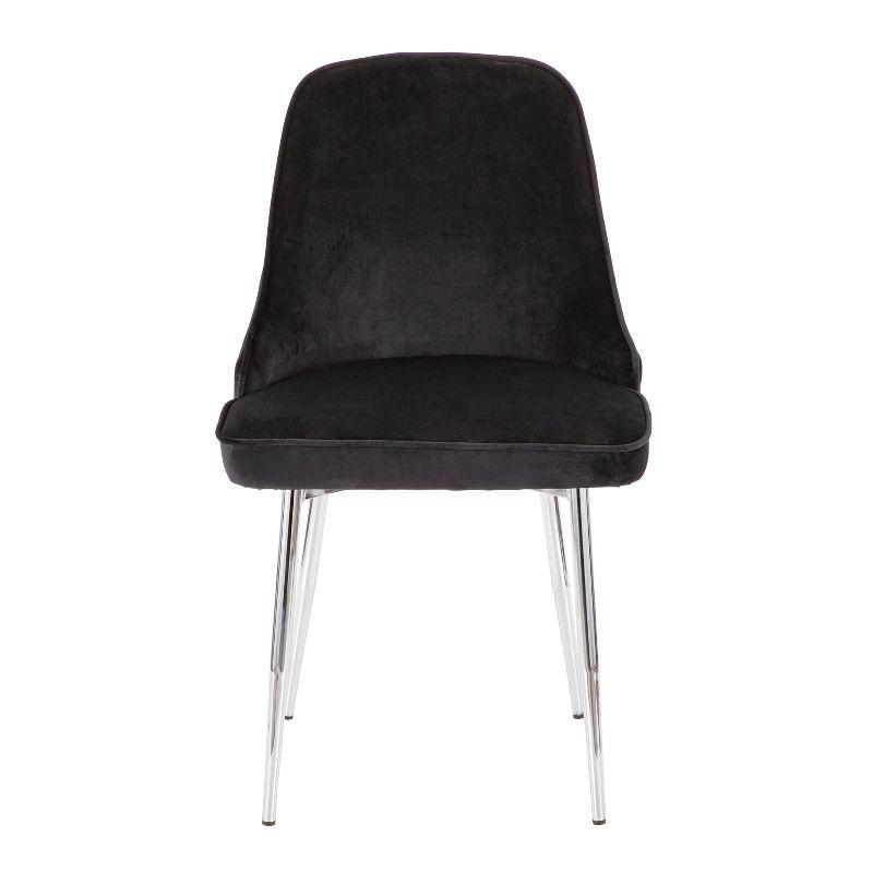 LumiSource Set of 2 Marcel Dining Chairs Black/Chrome: Velvet Upholstery, Metal Legs, No Assembly Required