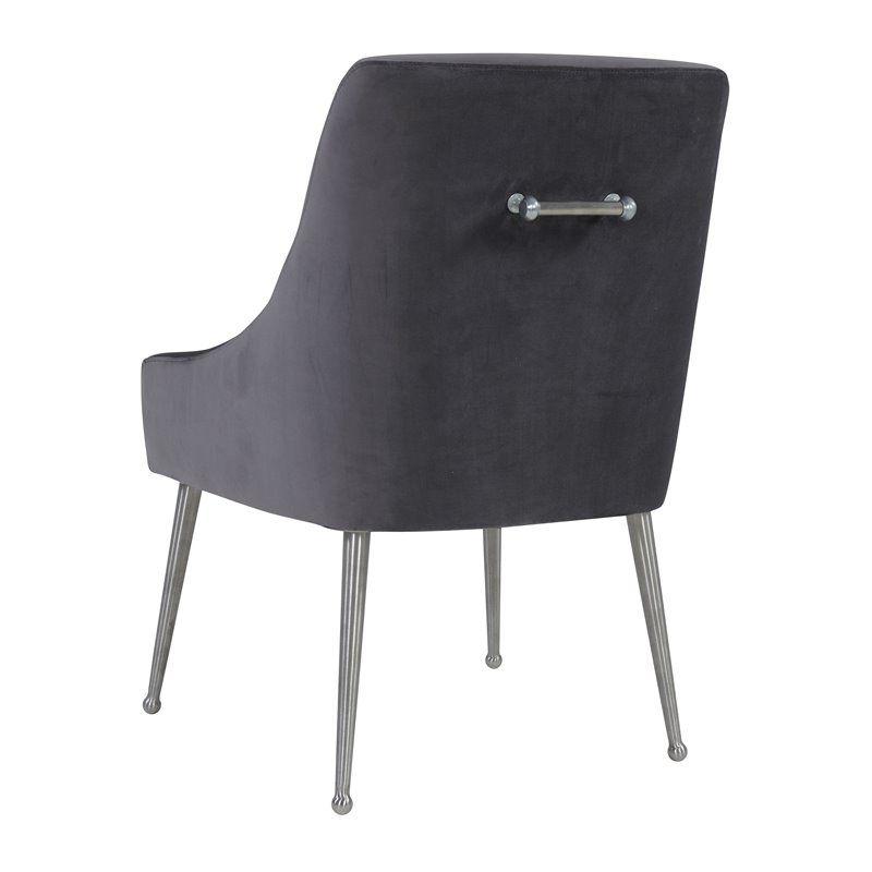 TOV Furniture Beatrix 19" Transitional Velvet Side Chair in Gray/Silver