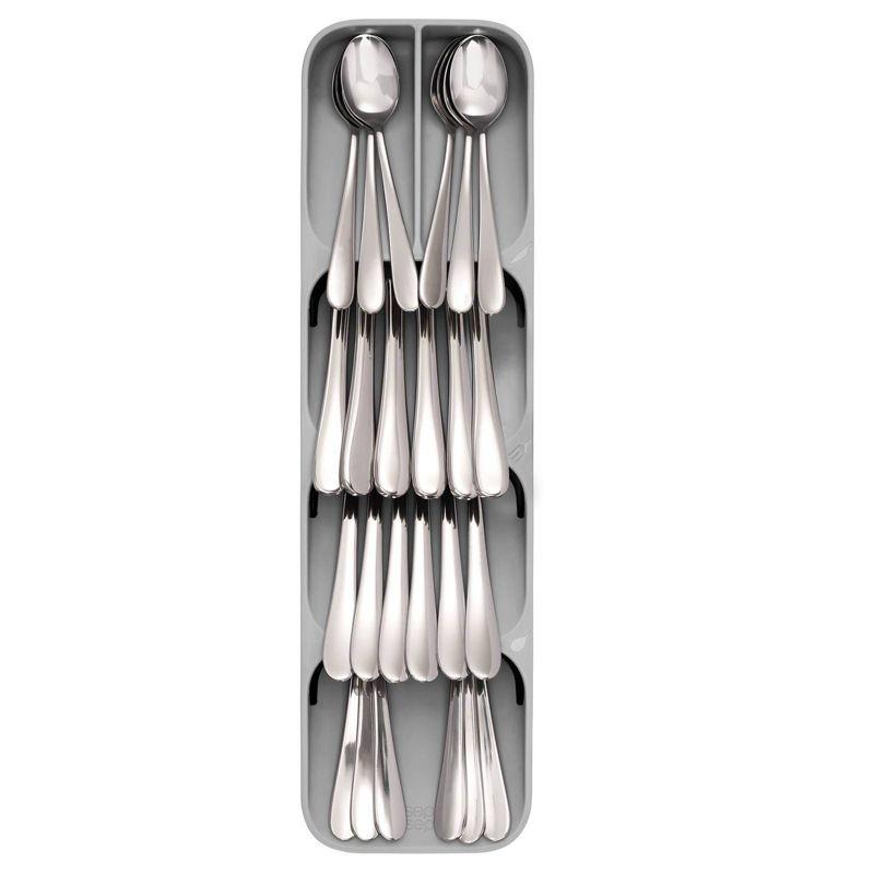 Gray Plastic Compact Cutlery Organizer with Angled Compartments