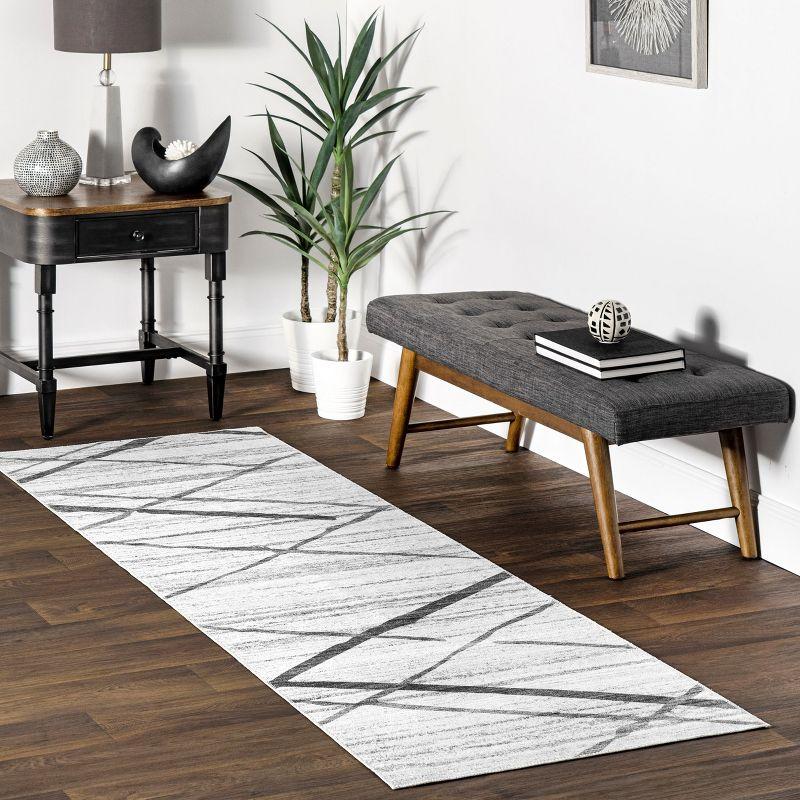 Nuloom Trellis 2x8 Machine Washable Runner Indoor Area Rug for Living Room Bedroom Dining Room Entryway Hallway Kitchen, Light Grey/Grey