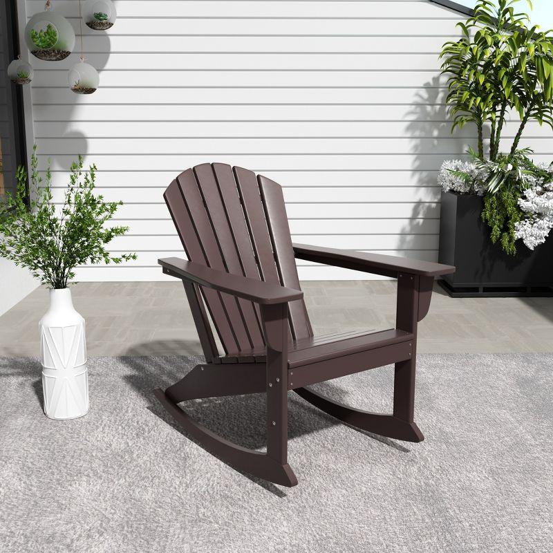 Seashell Adirondack Dark Brown Poly Rocking Chair with Ergonomic Armrest