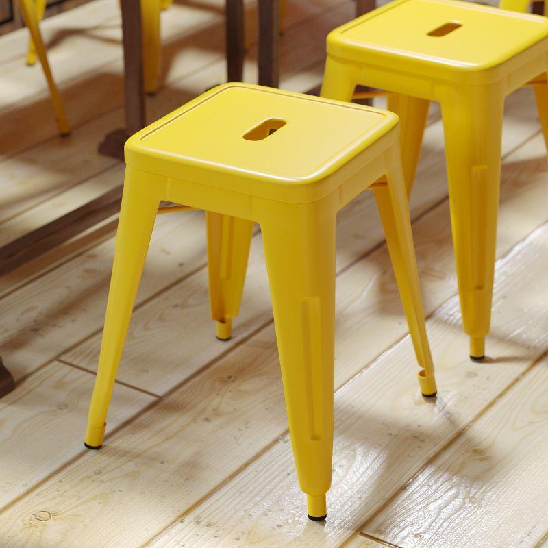 Yellow Stackable Metal Bistro Stools, Set of 4