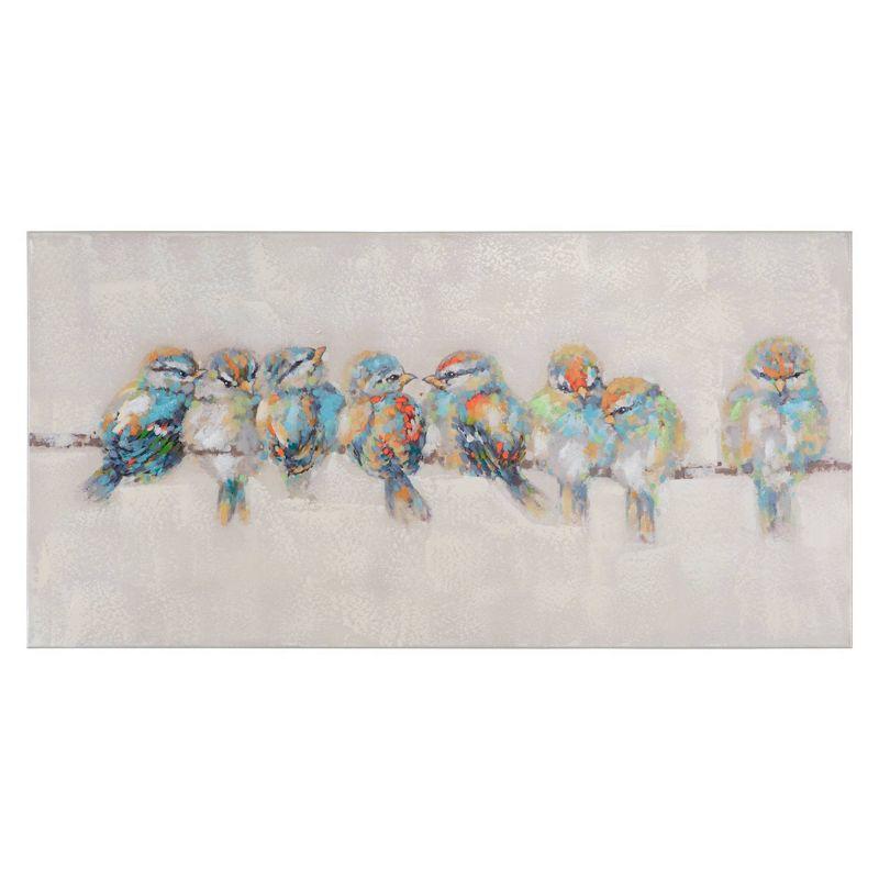 Afternoon Gathering Multicolor Acrylic Bird Canvas Art