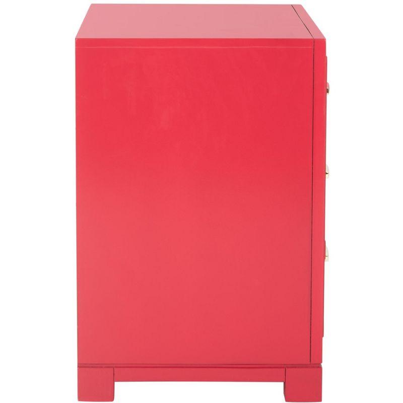 Raina 3 Drawer Greek Key Nightstand - FOX6278 - Red - Safavieh Couture