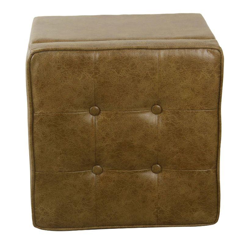 Square Tufted Faux Leather Storage Ottoman - HomePop