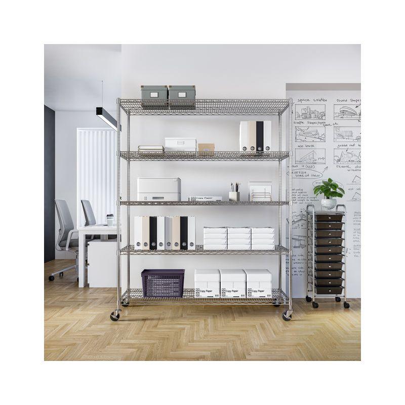 UltraDurable 24" D 5-Tier NSF-Certified Steel Shelving with Wheels