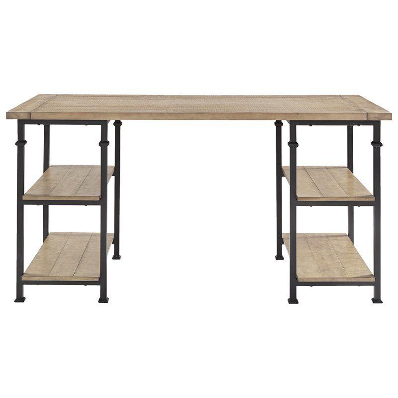 Lexicon Factory Farmhouse Wood and Metal Writing Desk in Brown/Black
