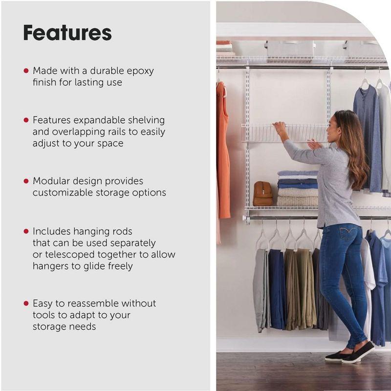 White Adjustable Metal Closet Kit with Shelving and Hanging Storage