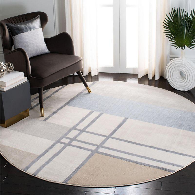 Orwell ORW302 Power Loomed Indoor Accent Rug - 3' Round - Ivory/Taupe - Safavieh