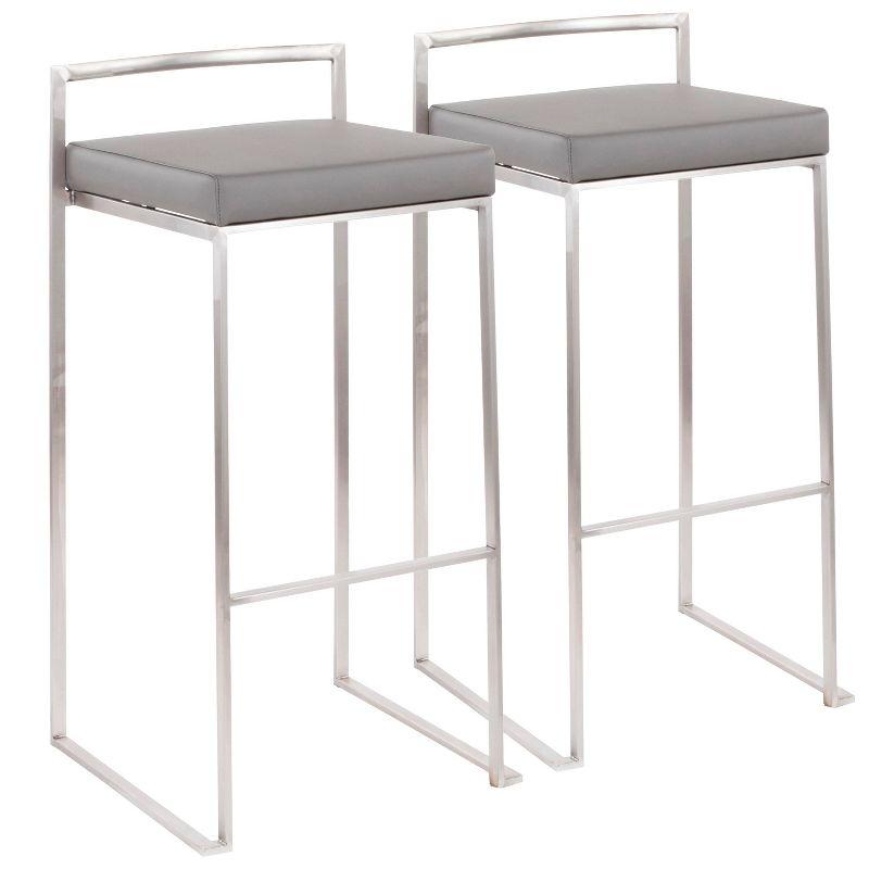 Set of 2 34" Fuji Contemporary Stackable Barstools Gray - LumiSource