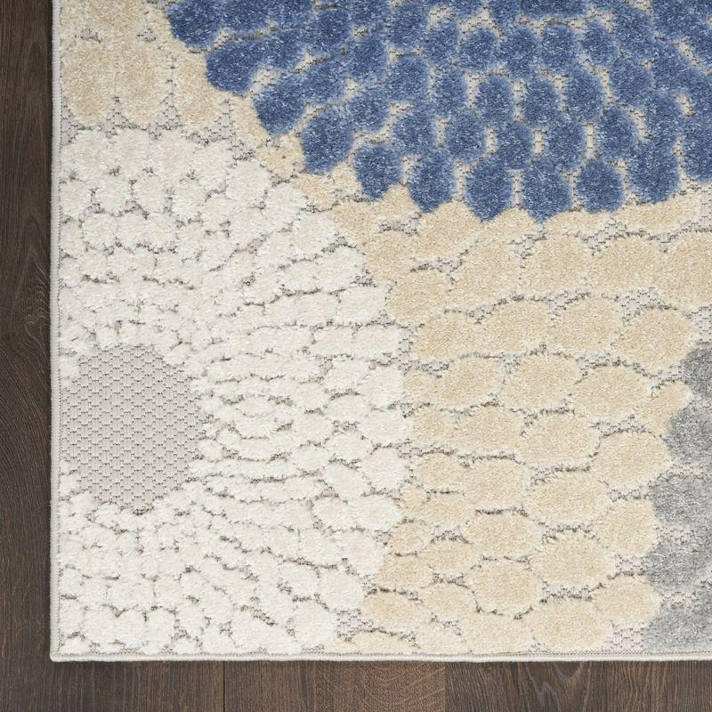 Aloha Geometric Blue & Grey 4' x 6' Easy-Care Outdoor Rug