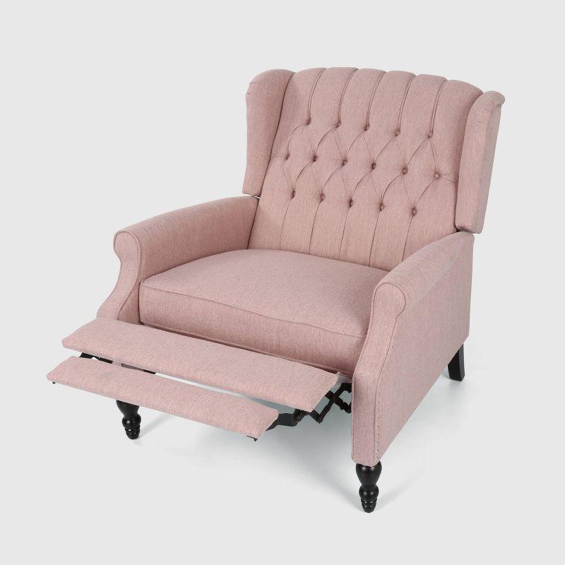Appaloosa Oversized Wingback Press-Back Recliner Pink - Christopher Knight Home: Chic Tufted, Nailhead Trim, Polyester Upholstery