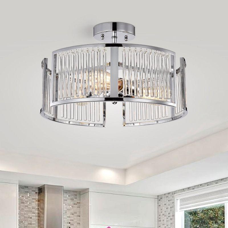 Chloe Lighting Frey Transitional 3 Light Chrome Semi-Flush Ceiling Fixture 16"Wide