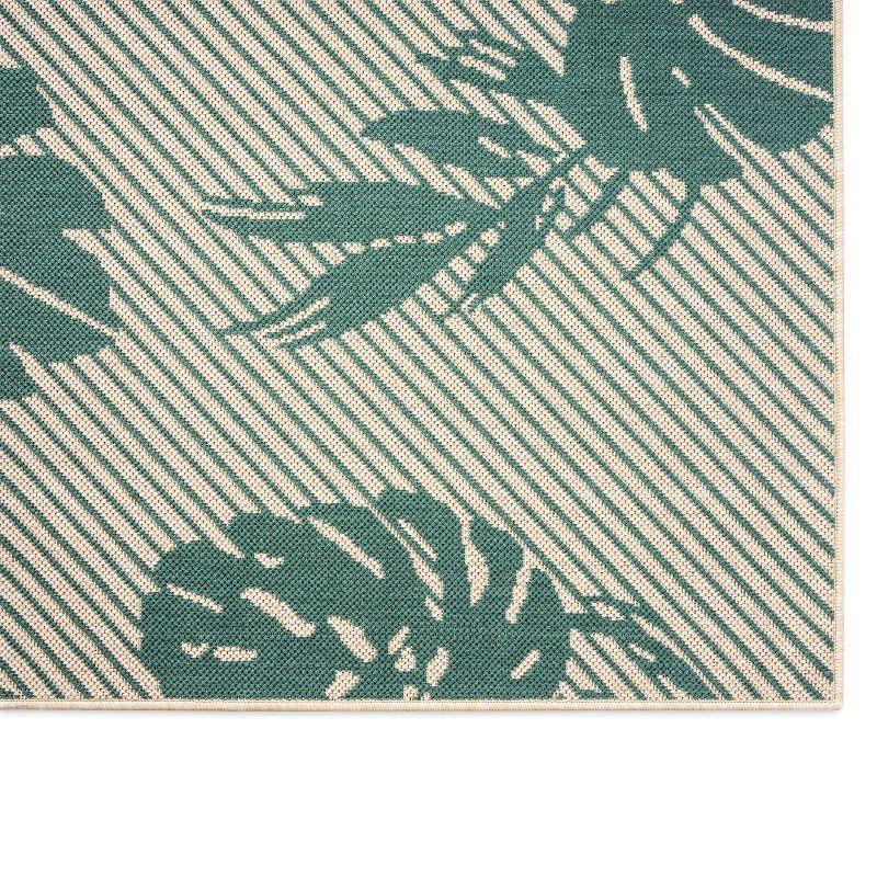 Tropical Island Vibes Reversible Beige/Green Synthetic Area Rug, 5' x 7'