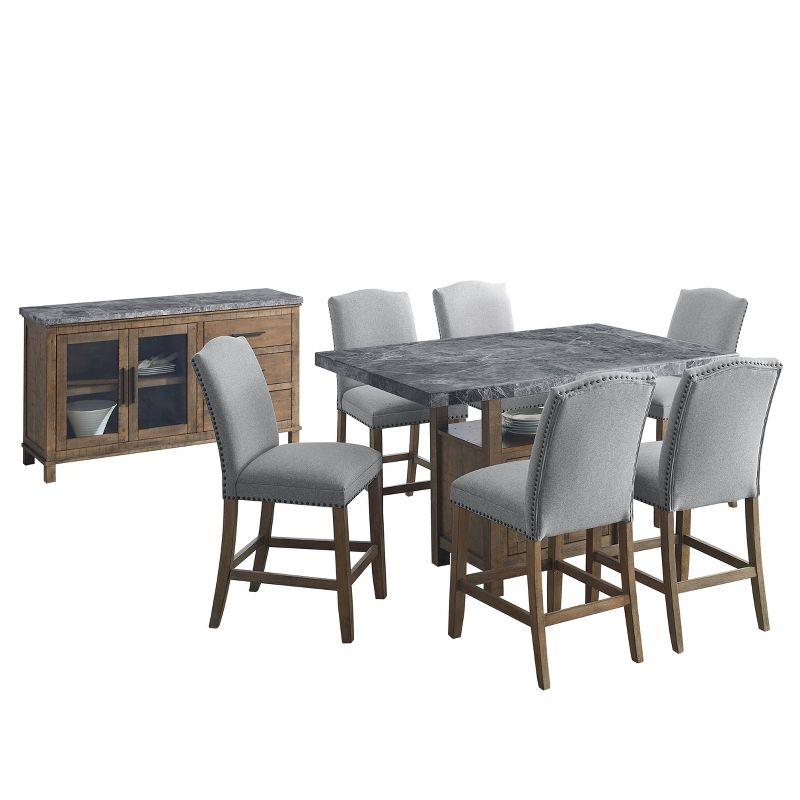 Grayson Gray Marble and Driftwood 8-Piece Counter Dining Set