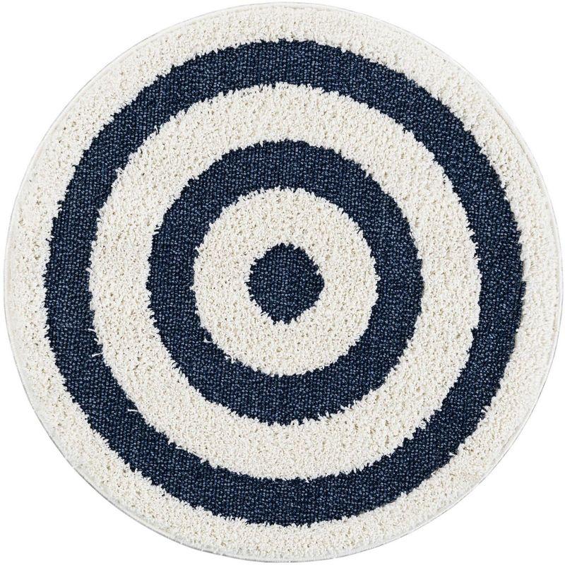 Unique Loom Boho Collection Area Rug - Mimi (3' 3" Round Blue/Ivory)