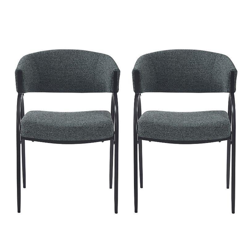 Christopher Knight Home Hayden Upholstered Armrest Dining Chairs with Metal Legs (Set of 2), Dark Green/Black