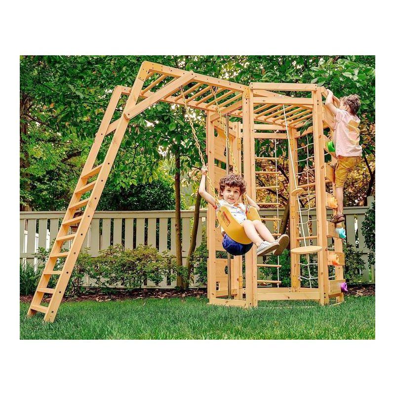 Hawthorn Pine Wood Outdoor Climber with Swing and Monkey Bars