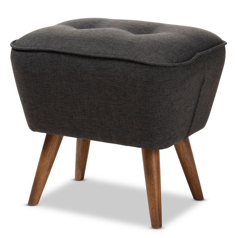 Petronelle Walnut Finished Wood Ottoman Dark Gray - Baxton Studio