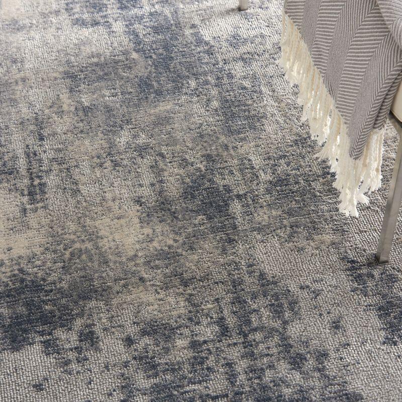 Abstract Blue and Ivory Weathered Textured Area Rug 3'11" x 5'11"