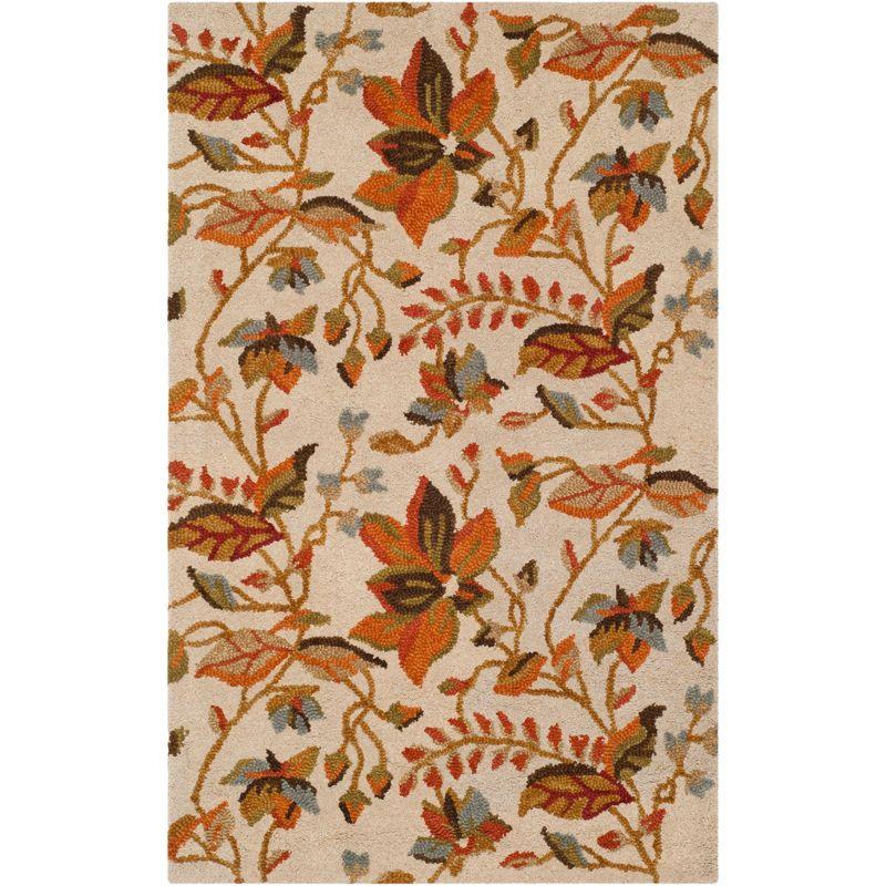 Blossom BLM913 Hand Hooked Indoor Accent Rug - Beige/Multi - 3'x5' - Safavieh