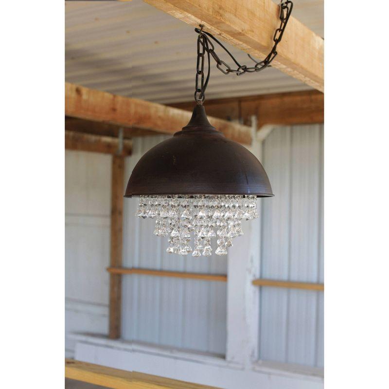 13.25" x 15" Metal Chandelier with Crystals Black - Storied Home