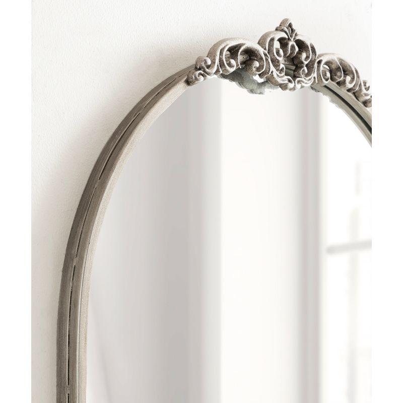 Kate & Laurel All Things Decor 21"x26" Myrcelle Decorative Framed Wall Mirror: Antique Silver, Arched, Ornate Garland Design