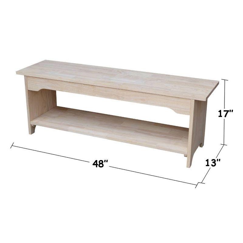 Brookstone 48" Unfinished Parawood Bench with Storage Shelf