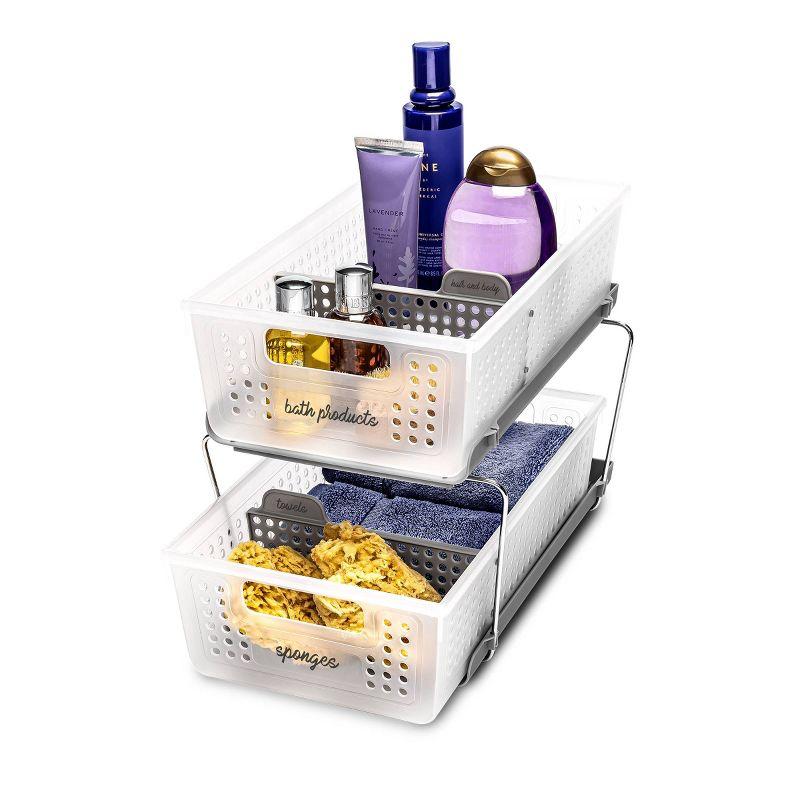 Two-Tier Organizer with Dividers Frost/Gray - Madesmart: Steel & Plastic, Hand Wash, Lockable