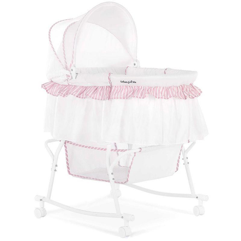Dream On Me JPMA Certified Lacy Portable 2-in-1 Bassinet & Cradle, Pink/White