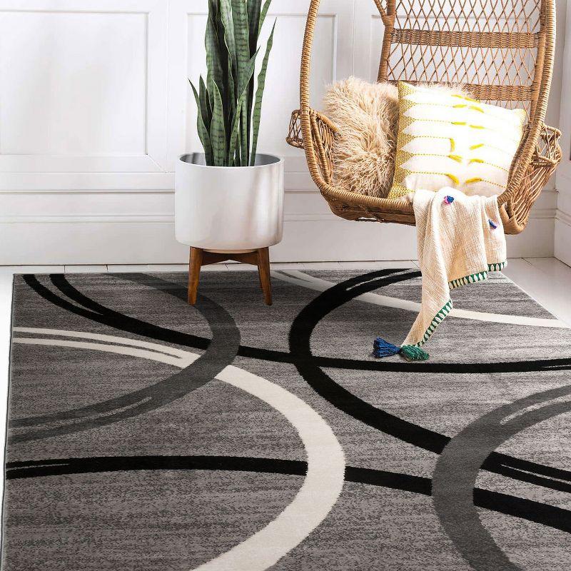 World Rug Gallery Contemporary Abstract Circles Design Gray 5'3" x 7'3" Area Rug