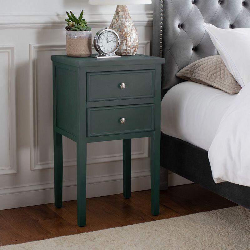 Transitional Blue-Gray Wood and Metal Accent Table with Storage