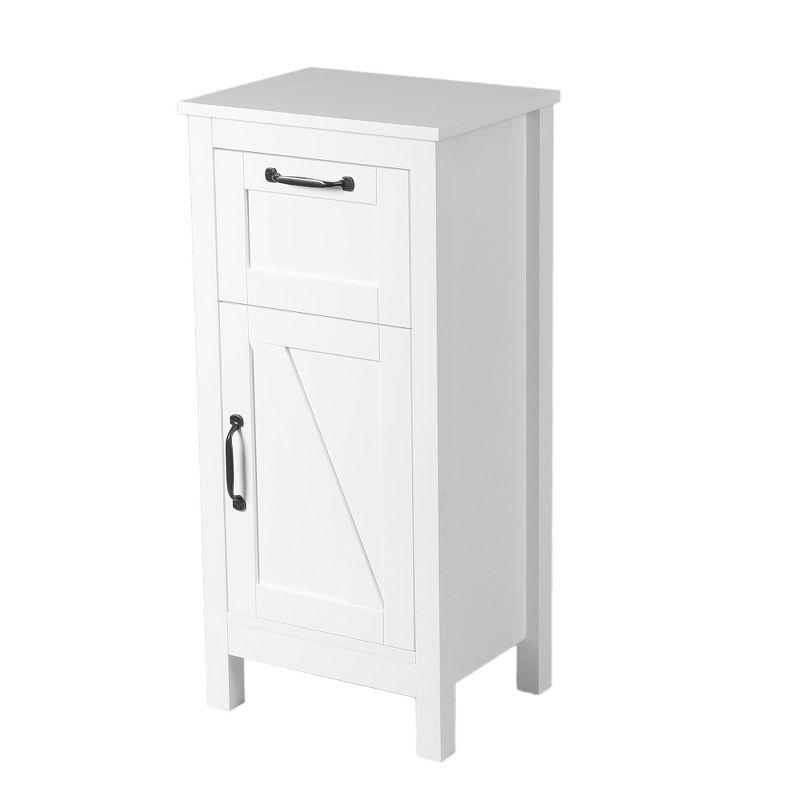 LuxenHome White MDF Wood 1-Door Bathroom Storage Cabinet