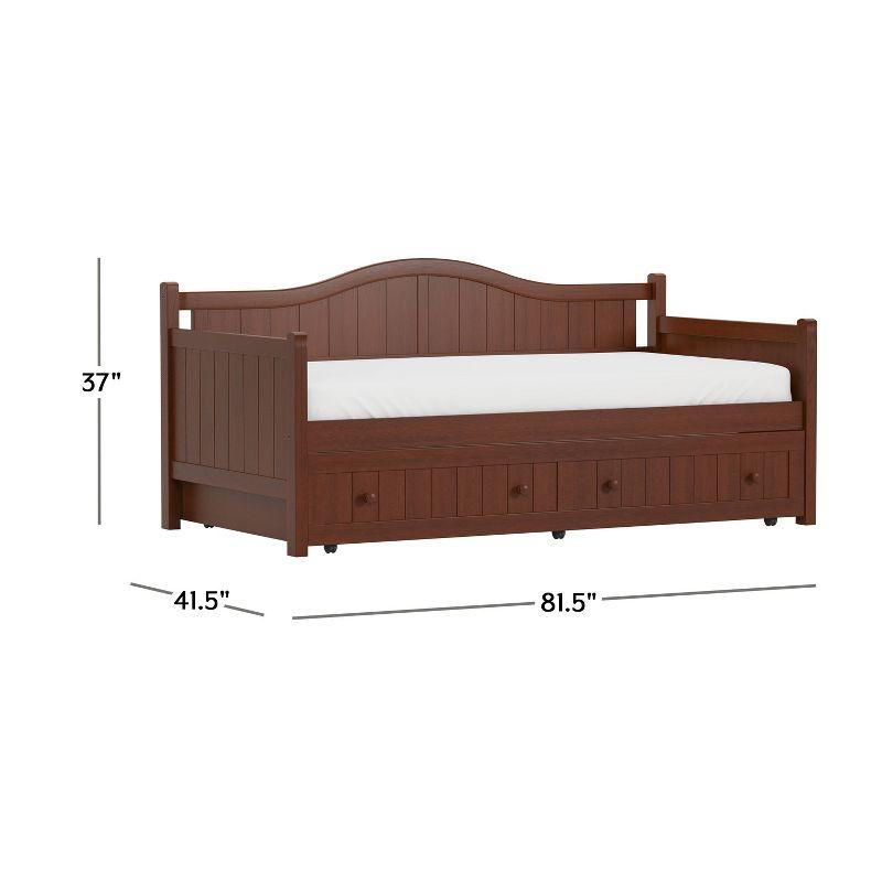 Cherry Twin Farmhouse Daybed with Trundle and Storage Drawer
