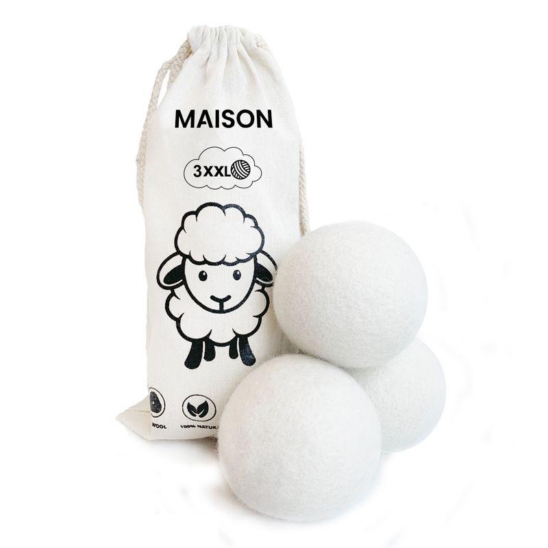 Maison Products XXL Wool Dryer Balls 6 Pack - Largest Size Balls Available