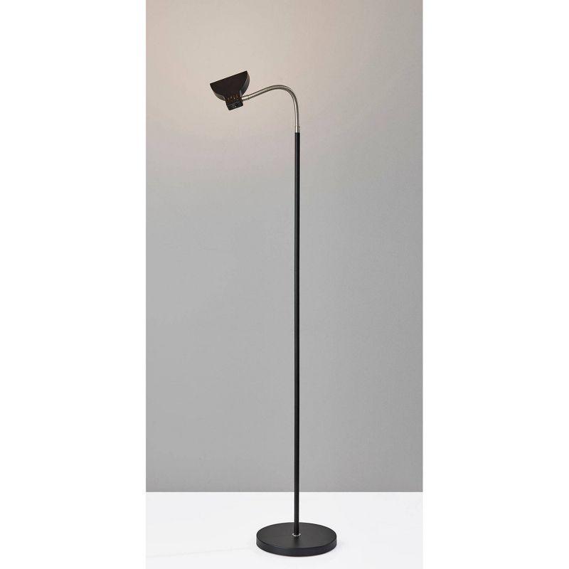 Adesso Slender Floor Lamp (Includes LED Light Bulb) Black: Modern Design, ETL Listed, Metal Body, Rocker Switch