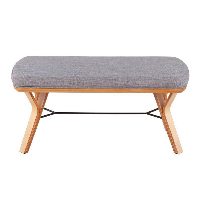 42'' Folia Natural Wood Bench with Light Gray Cushion Seat