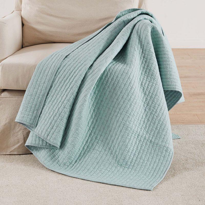 Blue Haze Cross Stitch Quilted Cotton Throw 50x60in