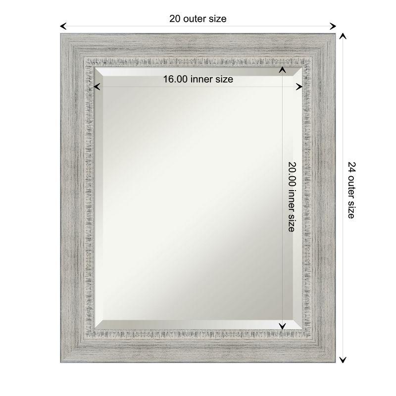 Amanti Art Rustic White Wash Beveled Wood Bathroom Wall Mirror