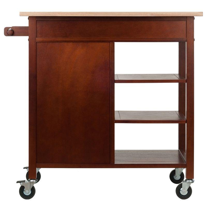 Marissa Kitchen Cart Walnut - Winsome: Solid Beechwood Top, Enclosed Cabinet, Locking Casters