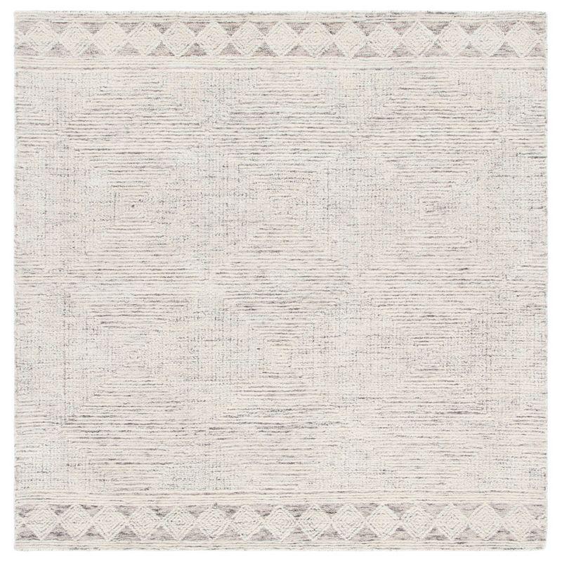 Gray Abstract Handmade Wool 6' x 6' Square Area Rug