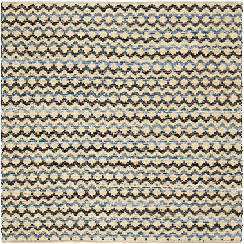 Montauk Black and Gold Handwoven Wool Cotton Square Rug