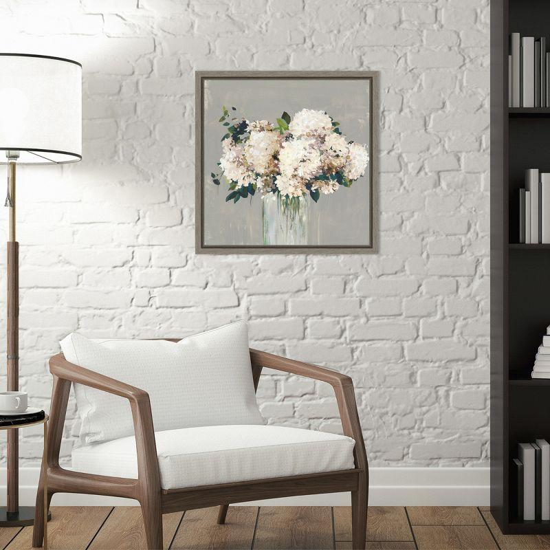 Amanti Art White Hydrangea (Vase) by Allison Pearce Canvas Wall Art Print Framed 16 x 16-in.