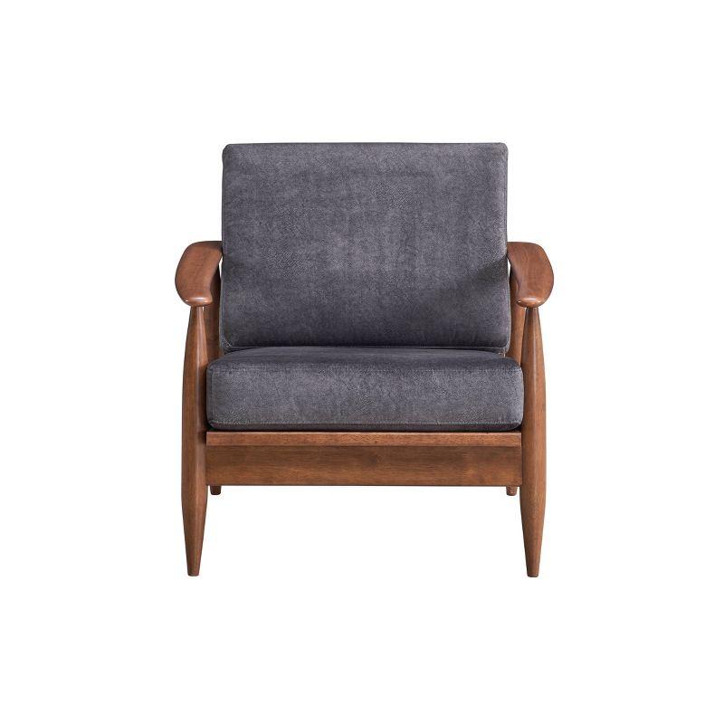 29" Alisa Accent Chair Charcoal Fabric Brown Finish - Acme Furniture: Upholstered Wood Frame, No Assembly Required