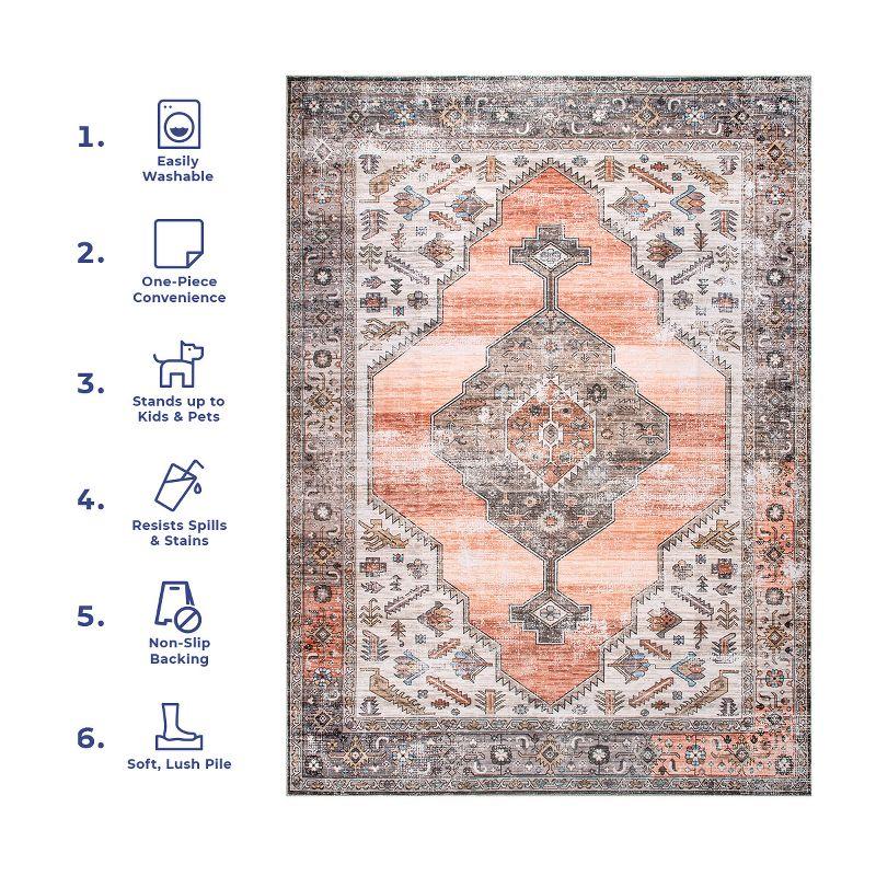 Nuloom Gracie Medallion 3x5 Machine Washable Accent Indoor Area Rug for Living Room Bedroom Dining Room Entryway Kitchen, Peach/Ivory