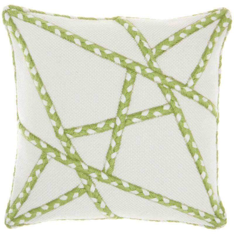 18"x18" Woven Braided Geometric Outdoors Square Throw Pillow - Mina Victory