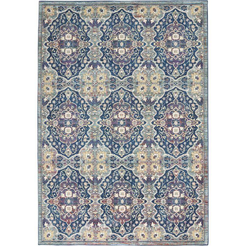 Transitional Floral Arabesque Multicolor 4' Round Synthetic Rug