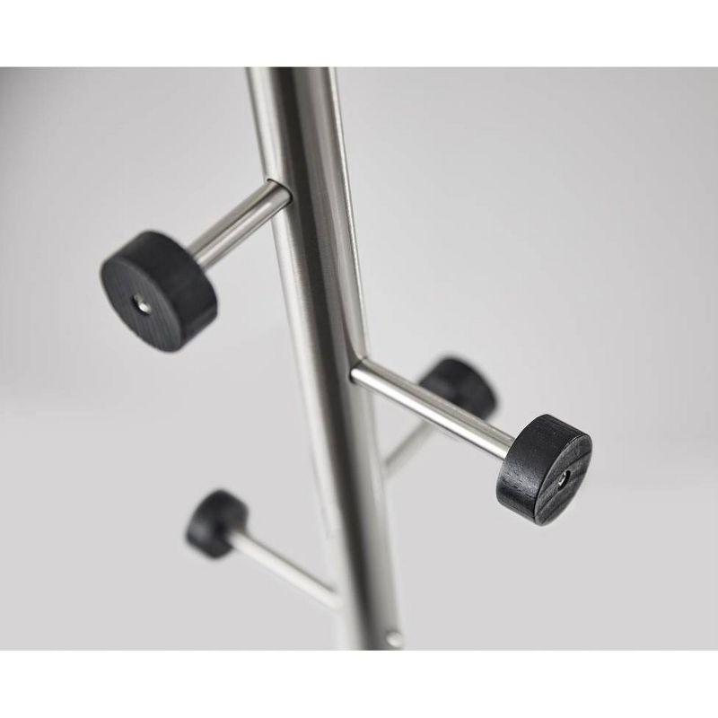 Modern Stainless Steel Coat Rack with Black Wood Disks